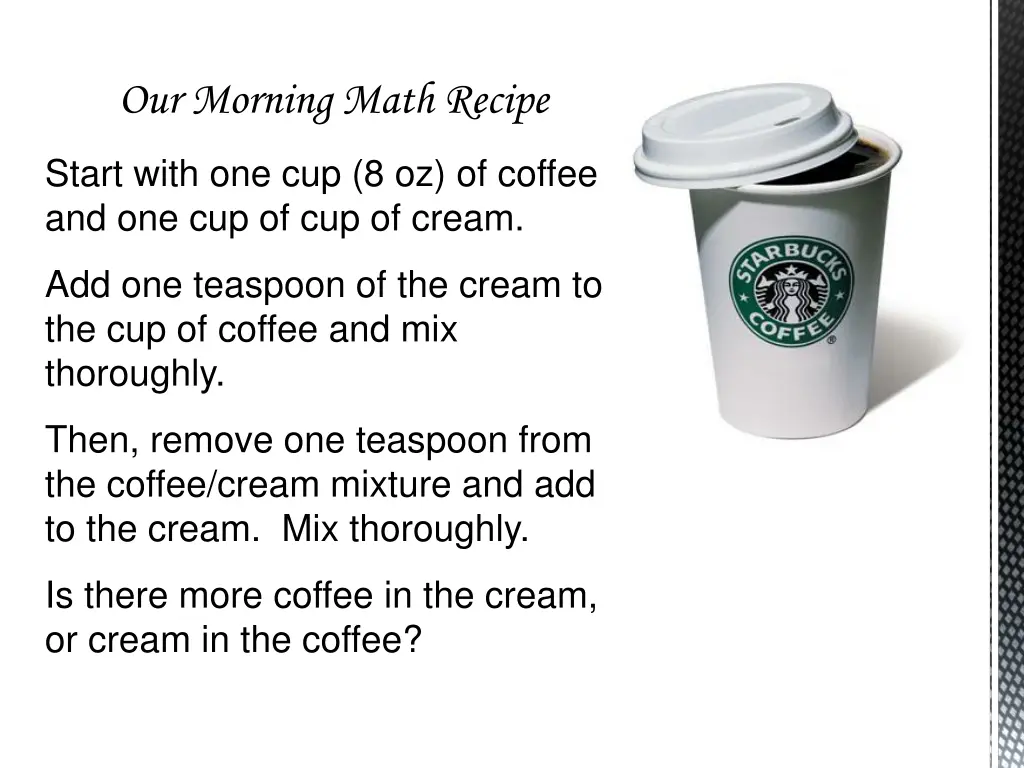 our morning math recipe