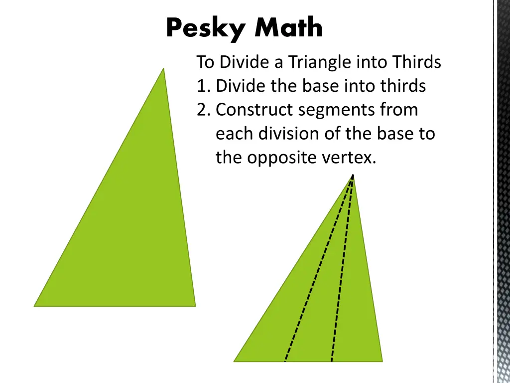 pesky math to divide a triangle into thirds