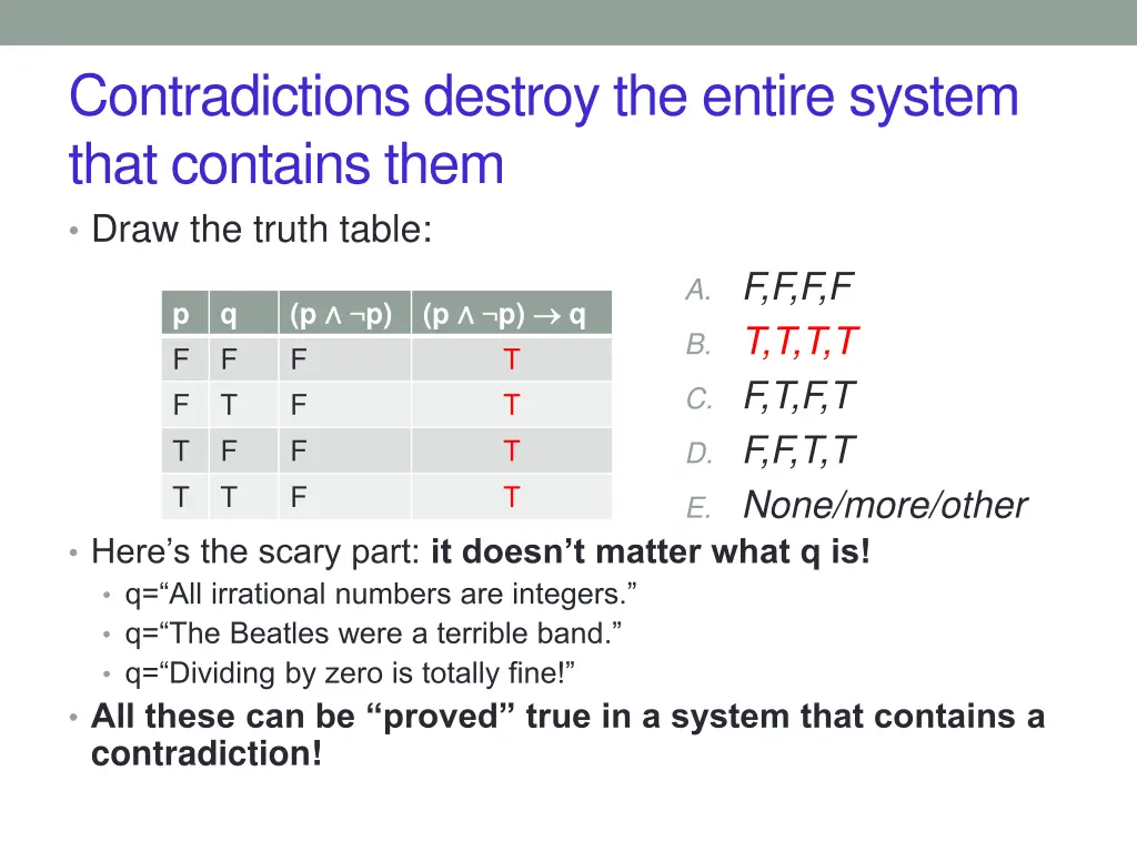 contradictions destroy the entire system that 1