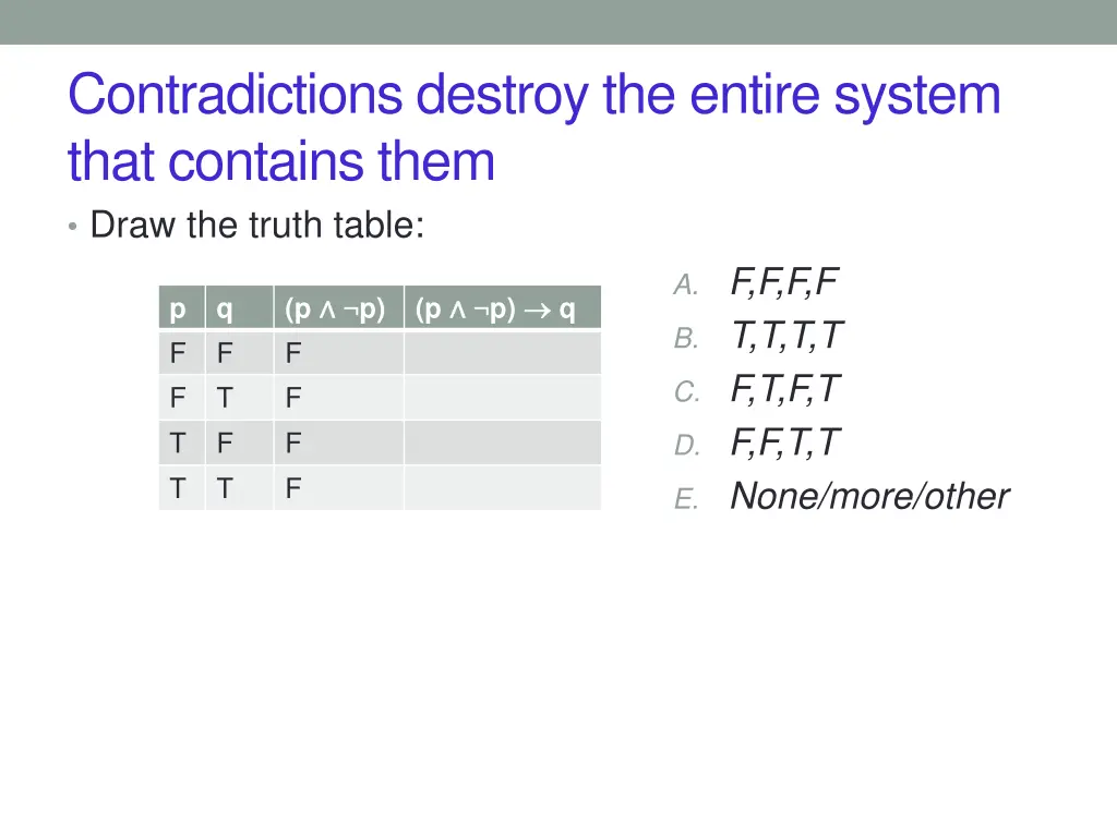 contradictions destroy the entire system that