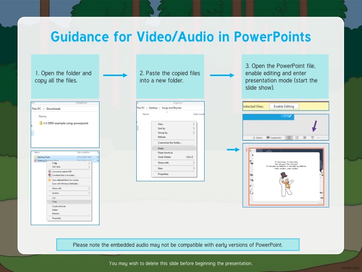 guidance for video audio in powerpoints