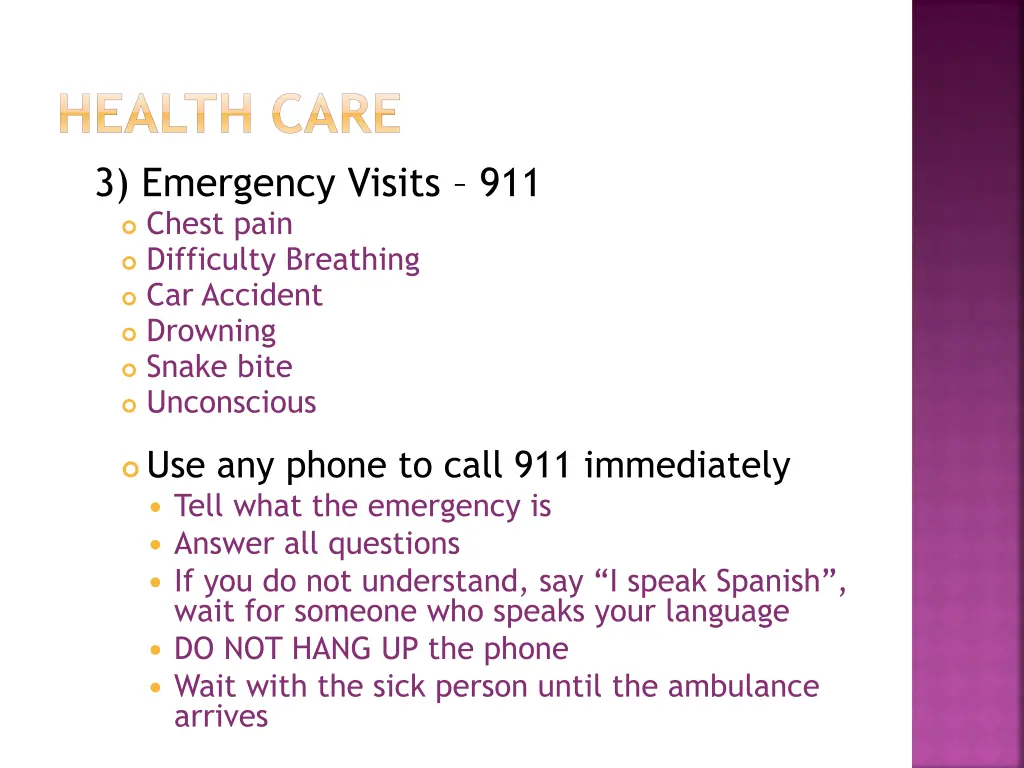 health care 3 emergency visits 911 chest pain