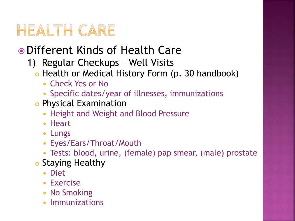 health care different kinds of health care