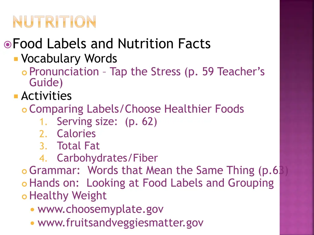 nutrition food labels and nutrition facts