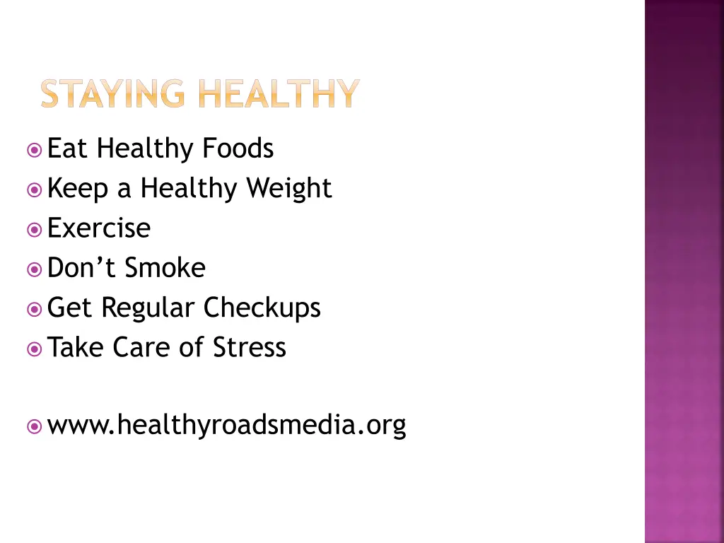 staying healthy