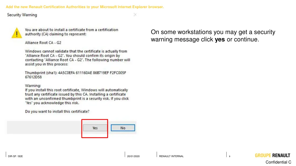 add the new renault certification authorities 7