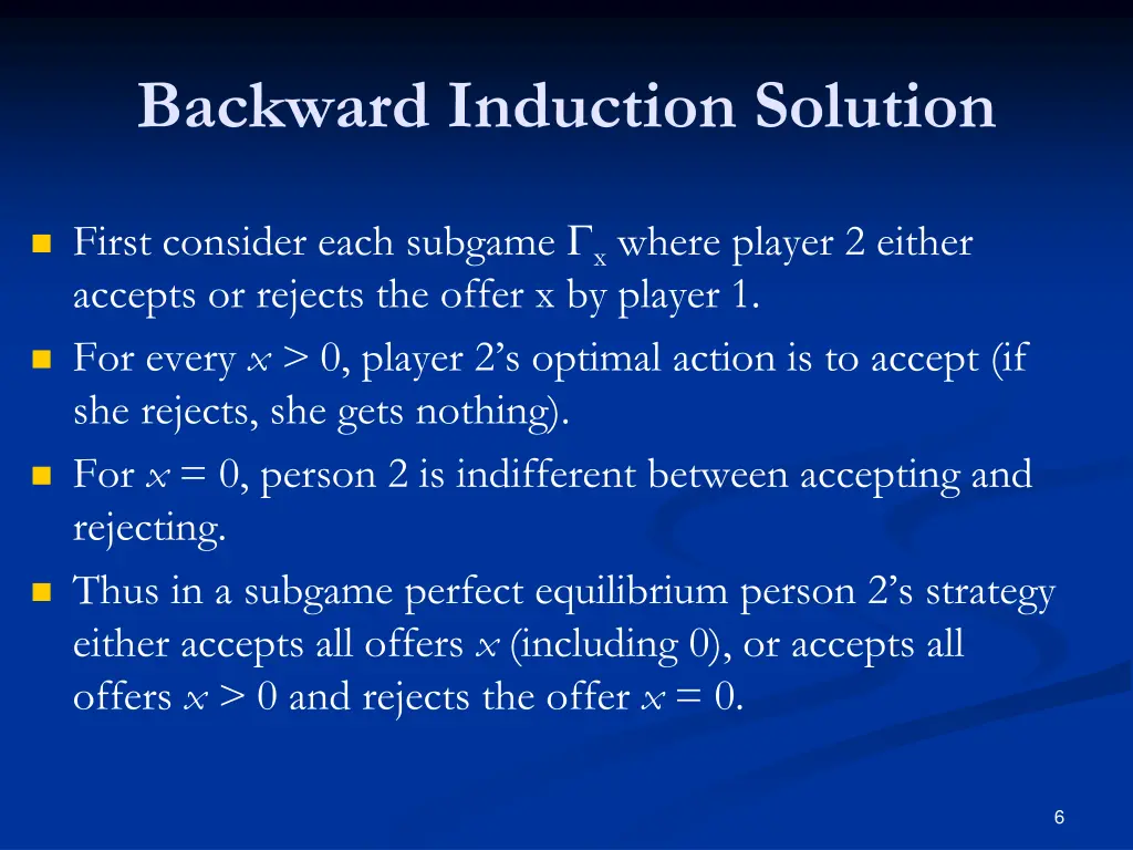 backward induction solution