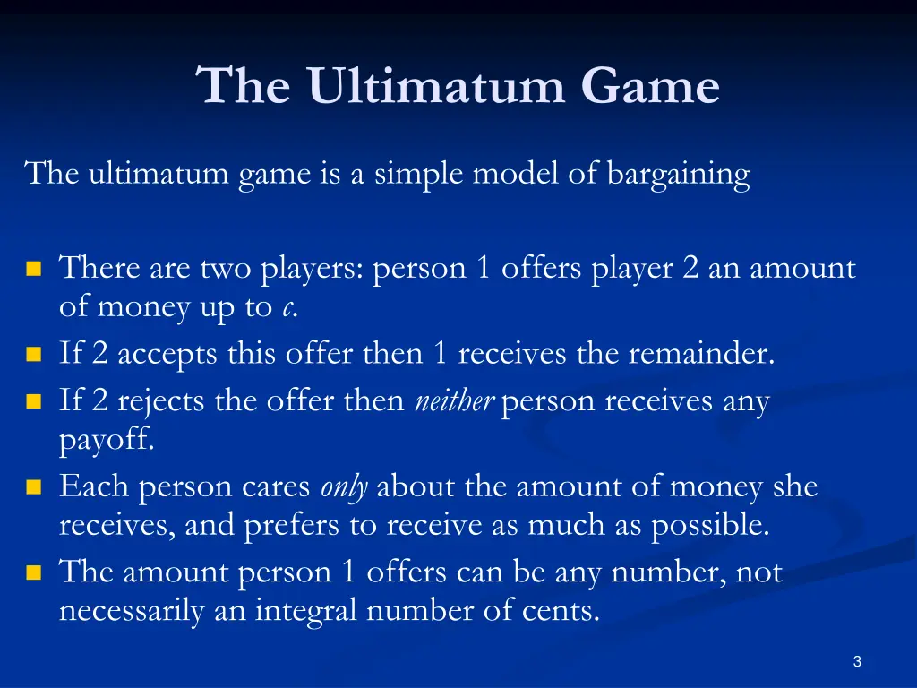 the ultimatum game