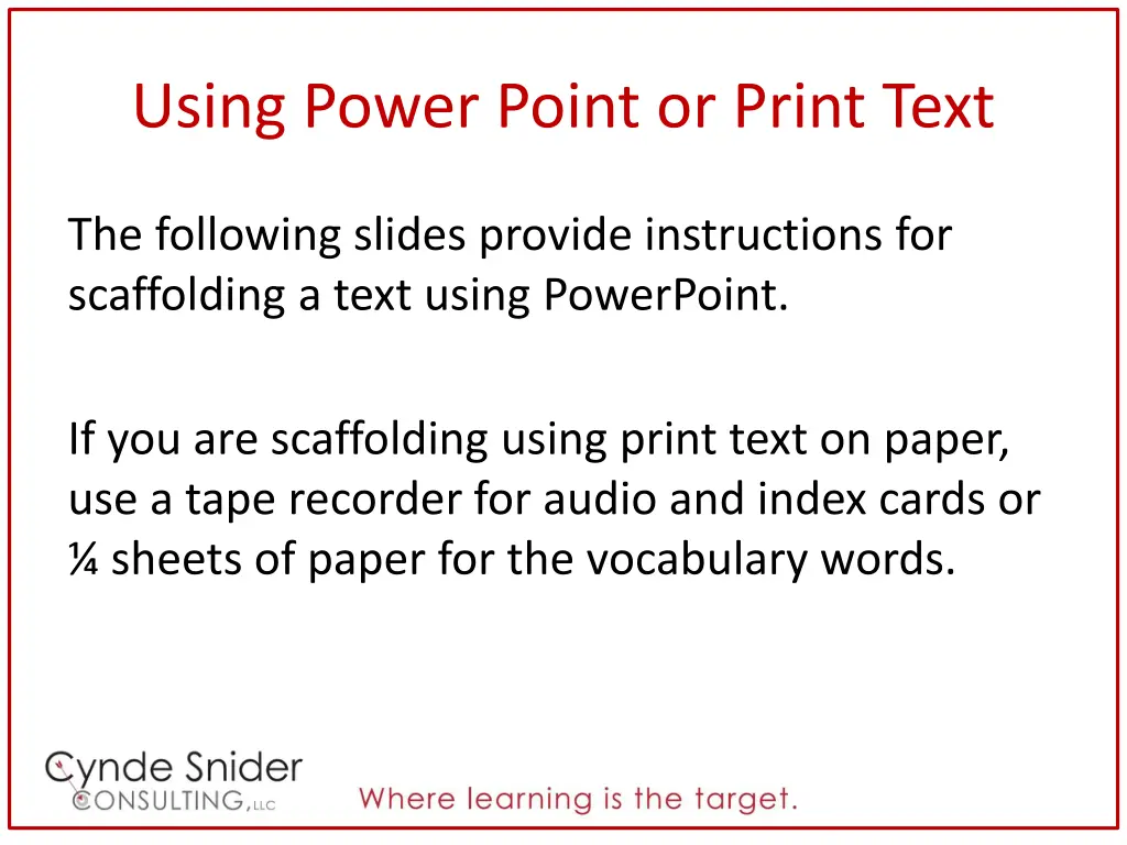 using power point or print text