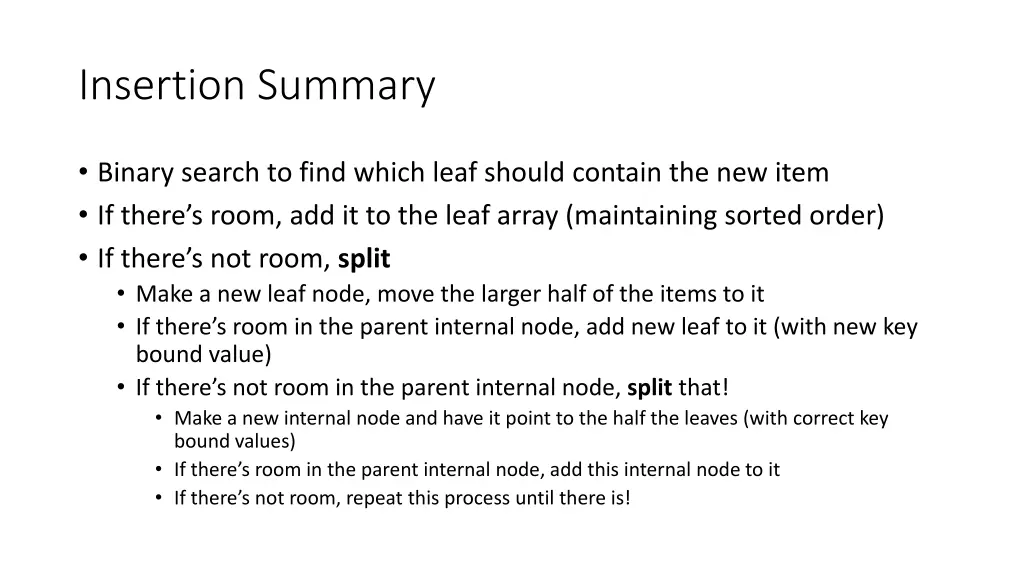 insertion summary