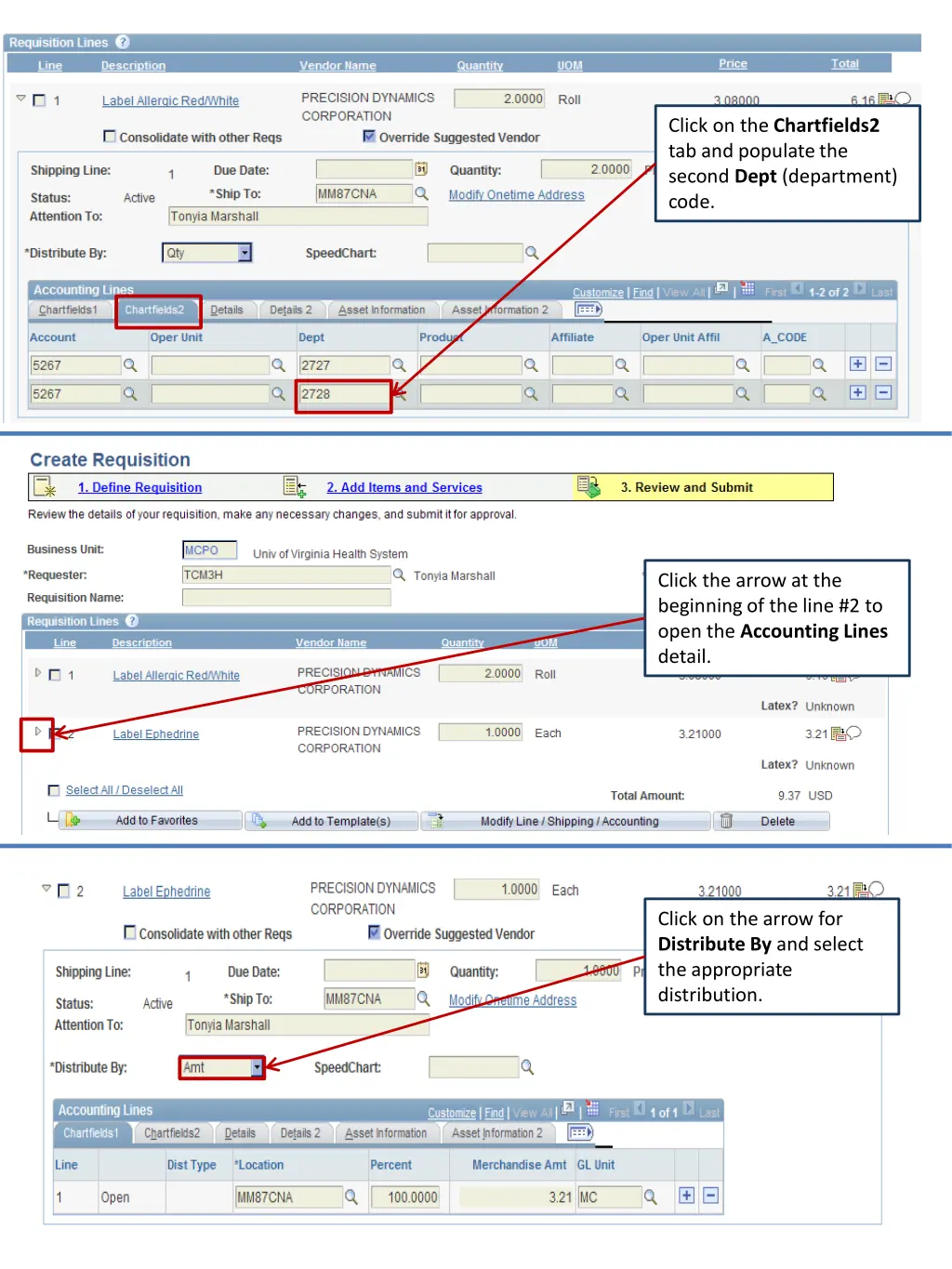 click on the chartfields2 tab and populate