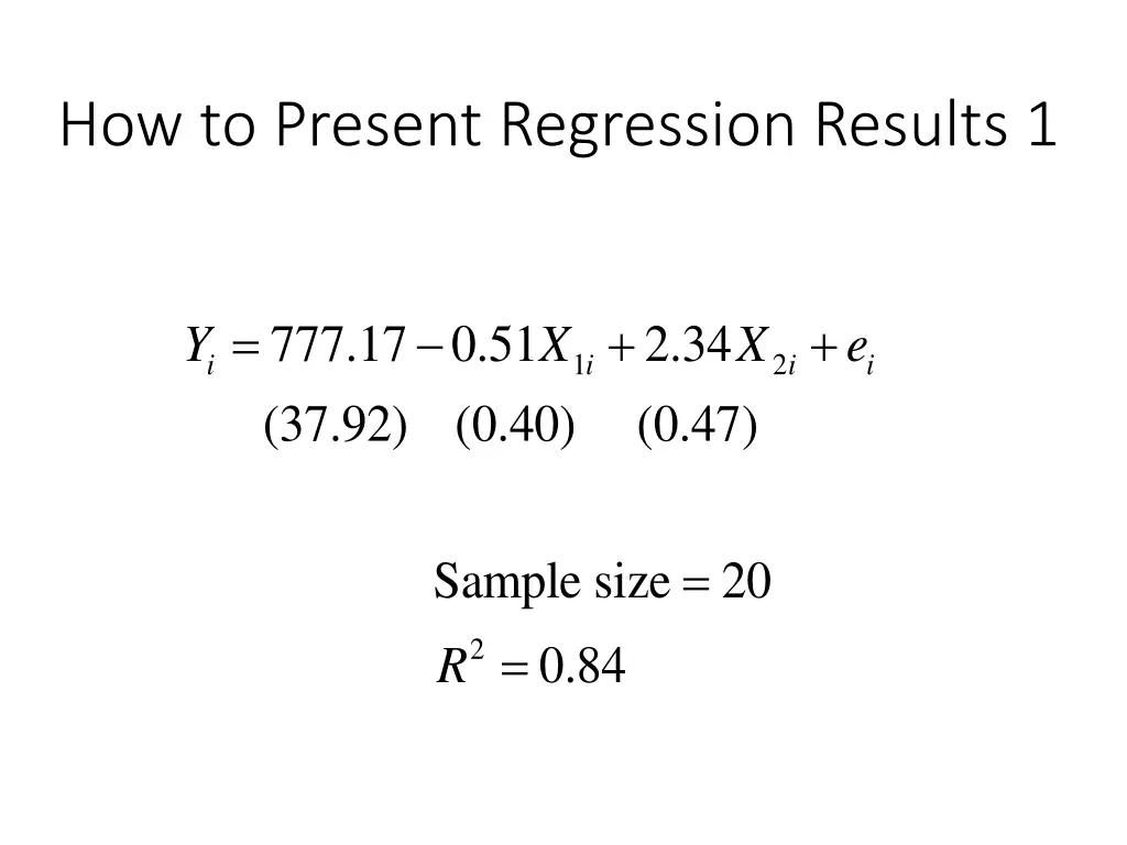 how to present regression results 1