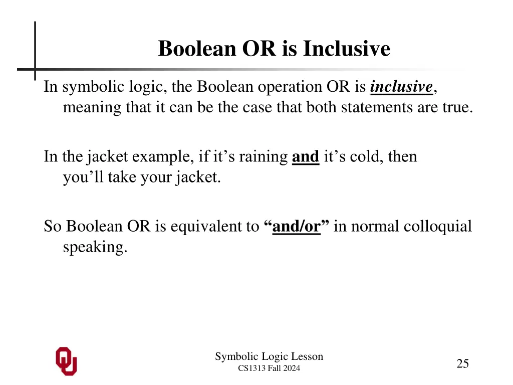 boolean or is inclusive