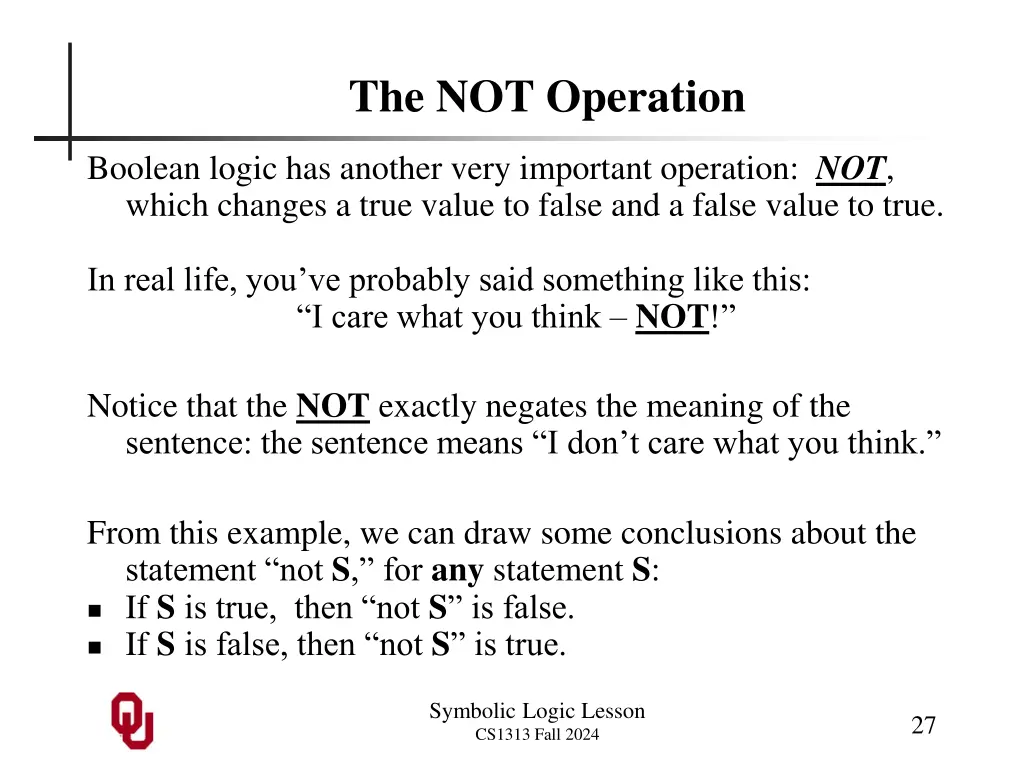 the not operation