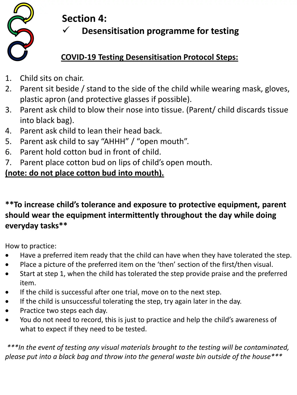 section 4 desensitisation programme for testing