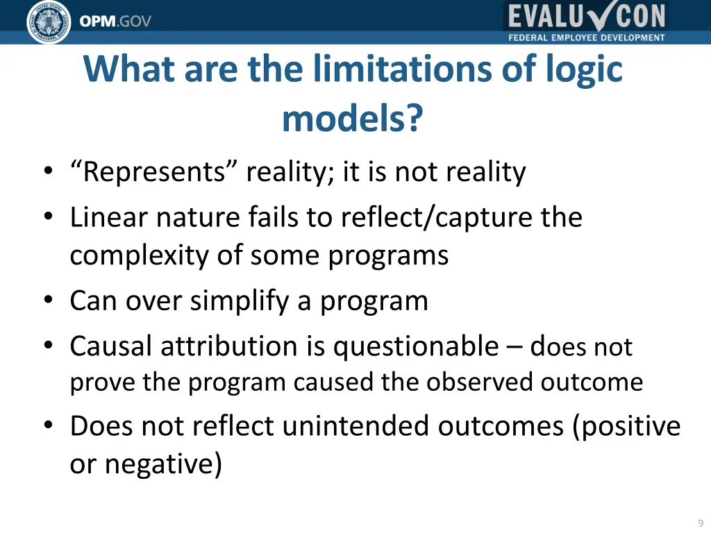 what are the limitations of logic models