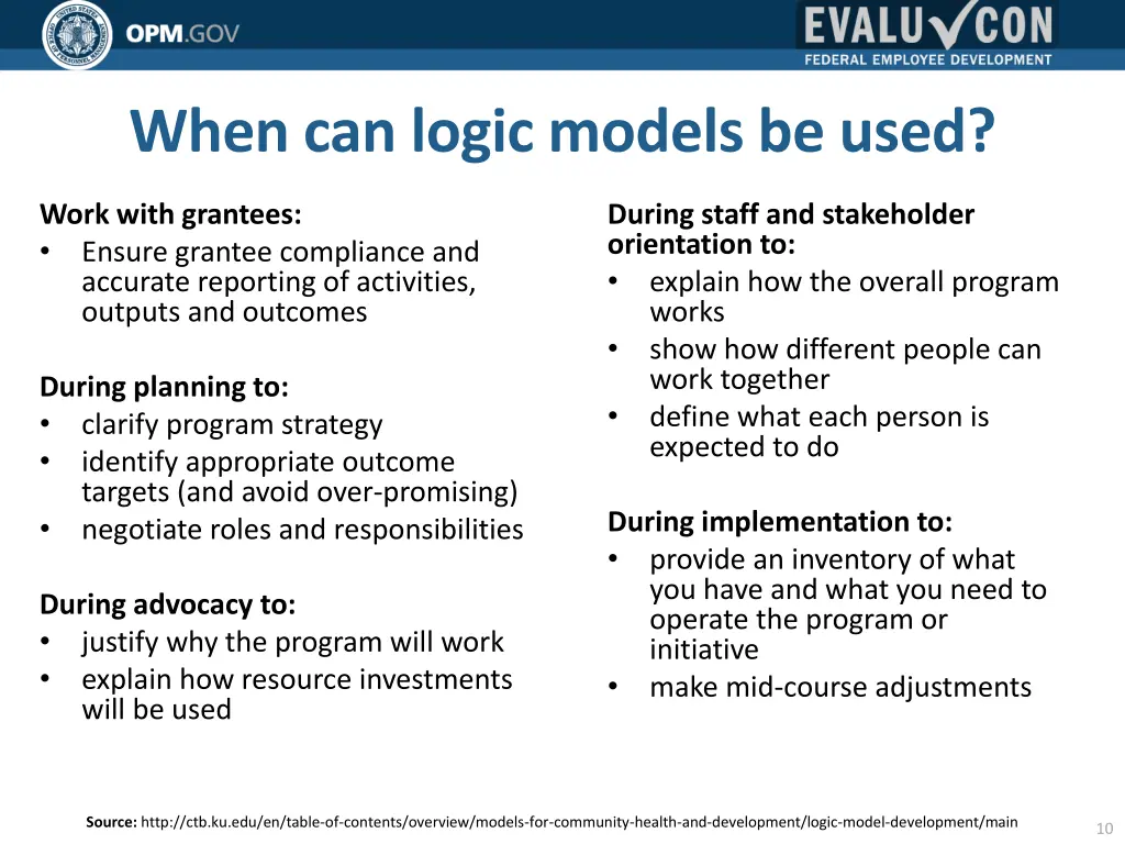 when can logic models be used