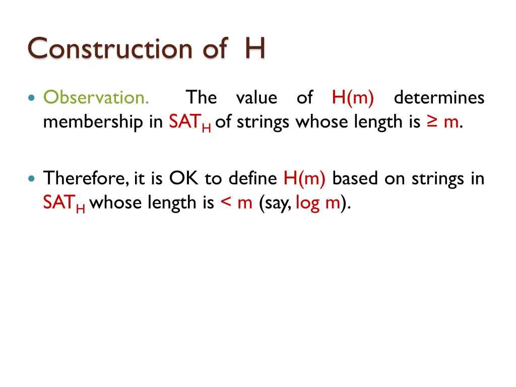 construction of h