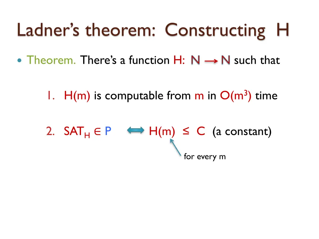 ladner s theorem constructing h 1