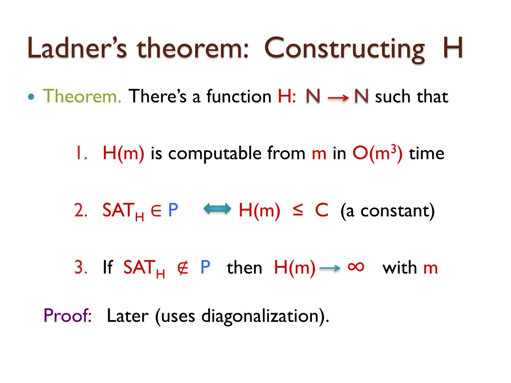 ladner s theorem constructing h 3