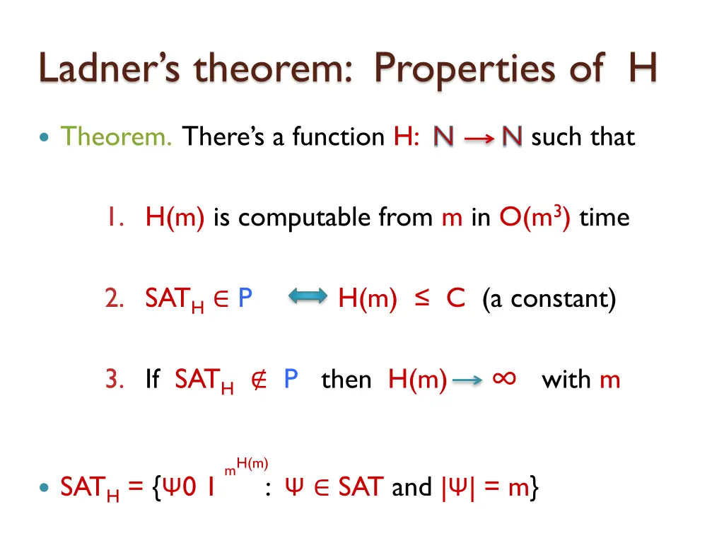 ladner s theorem properties of h