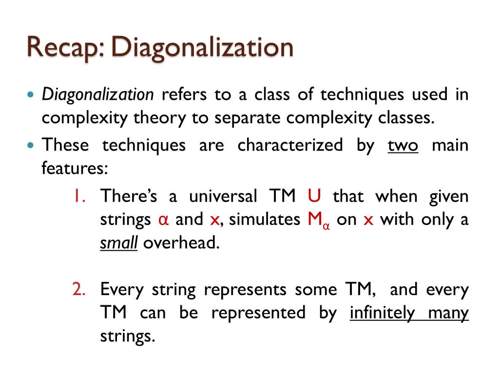 recap diagonalization