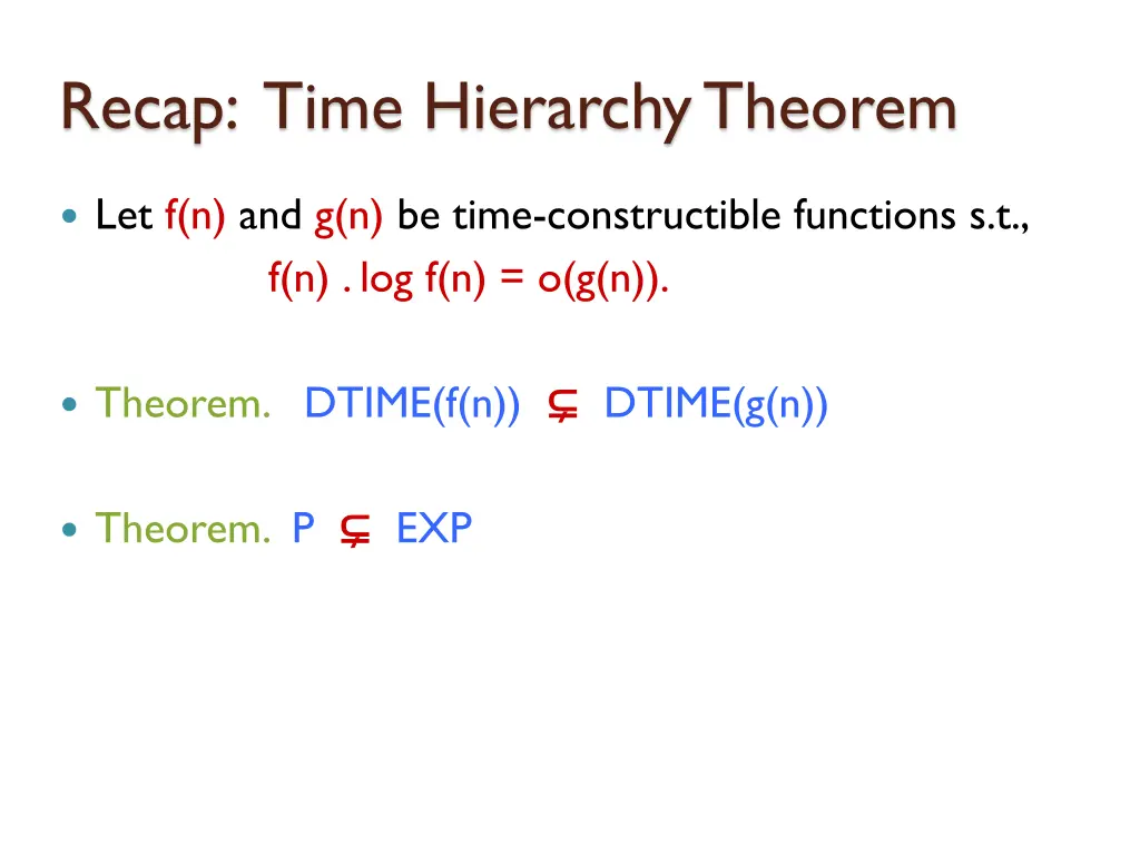 recap time hierarchy theorem