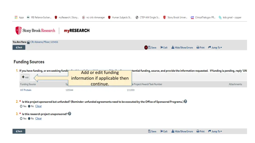 add or edit funding information if applicable