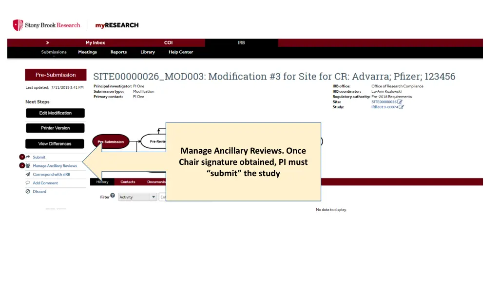 manage ancillary reviews once chair signature