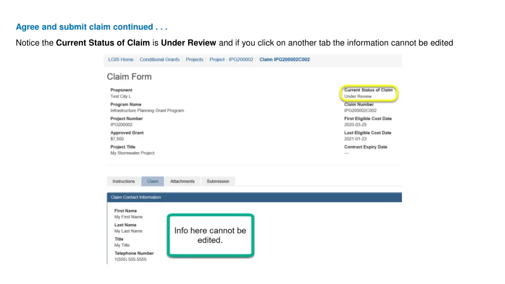 agree and submit claim continued 3