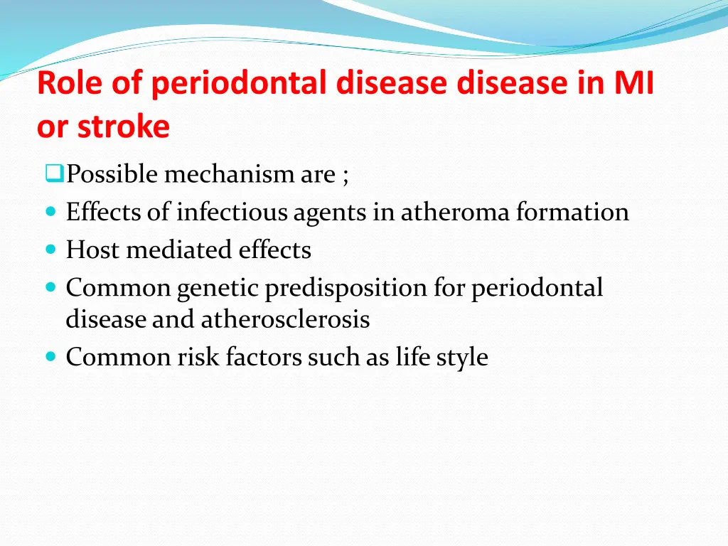 role of periodontal disease disease