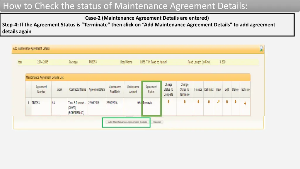 how to check the status of maintenance agreement 11