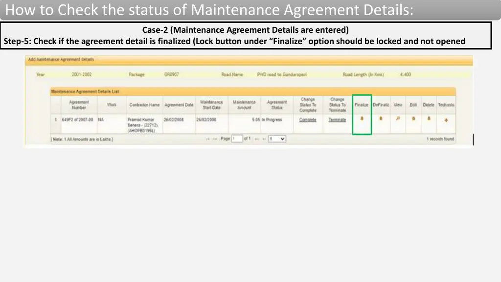 how to check the status of maintenance agreement 12