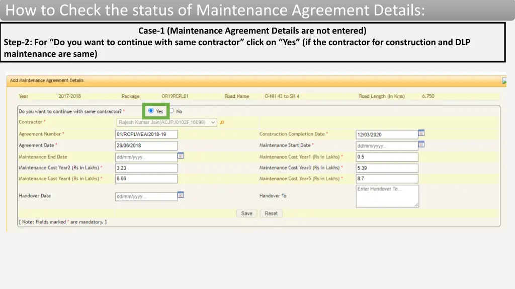 how to check the status of maintenance agreement 5