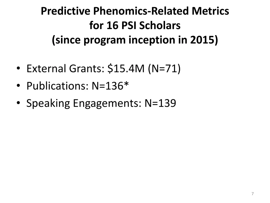 predictive phenomics related metrics