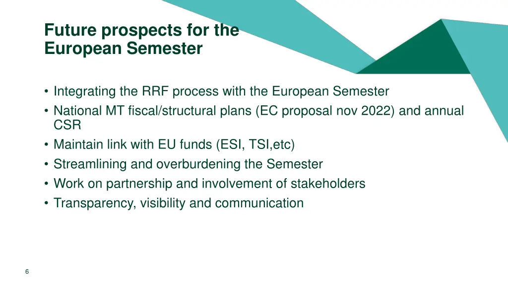 future prospects for the european semester