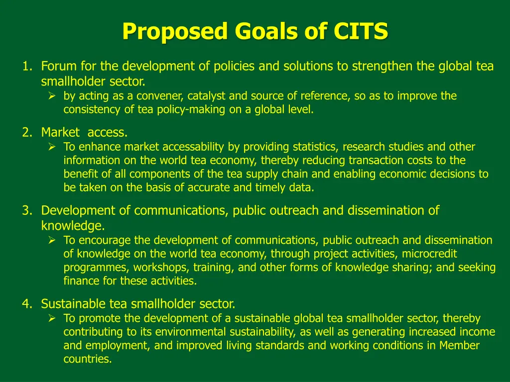 proposed goals of cits