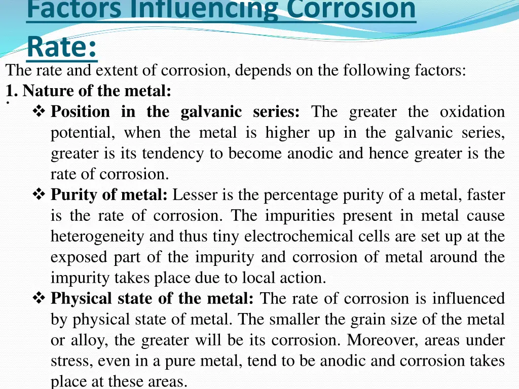 factors influencing corrosion rate the rate