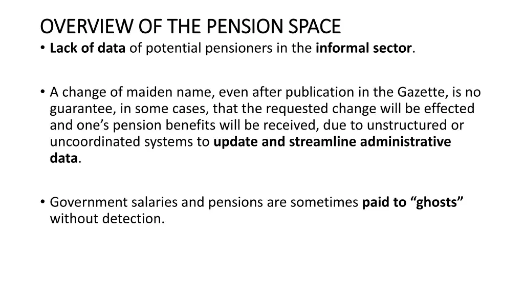 overview of the pension space overview