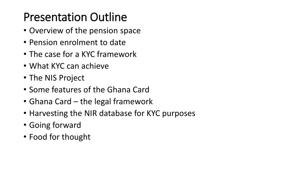 presentation outline presentation outline