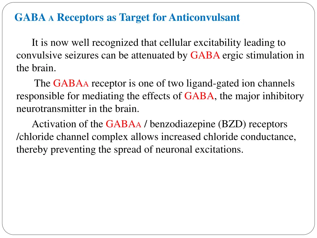 gaba a receptors as target for anticonvulsant