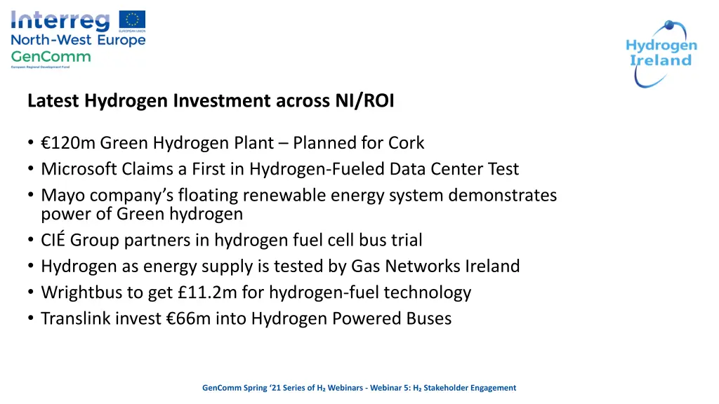 latest hydrogen investment across ni roi