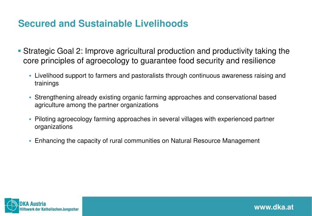 secured and sustainable livelihoods