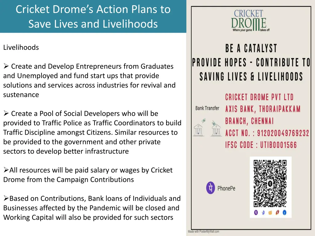 cricket drome s action plans to save lives 1