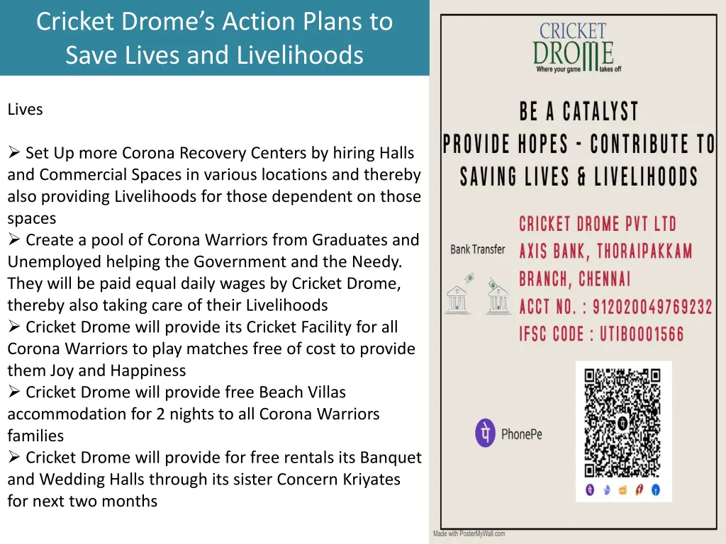 cricket drome s action plans to save lives