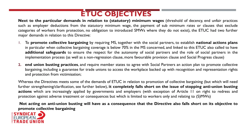 etuc objectives