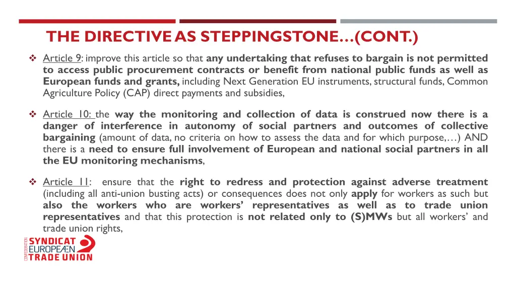 the directive as steppingstone cont