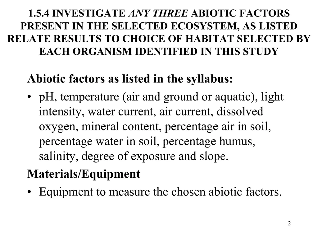 1 5 4 investigate any three abiotic factors