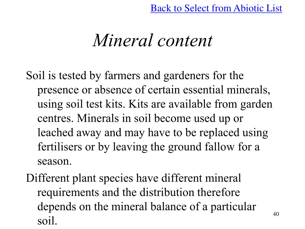 back to select from abiotic list 6