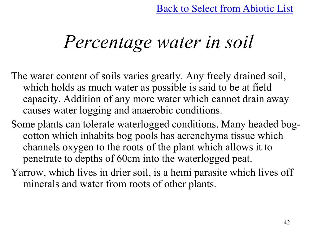 back to select from abiotic list 8